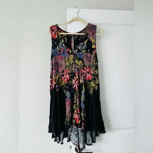 Free People Floral High-Low Skirt - Black and Multicolor - Picture 3 of 10